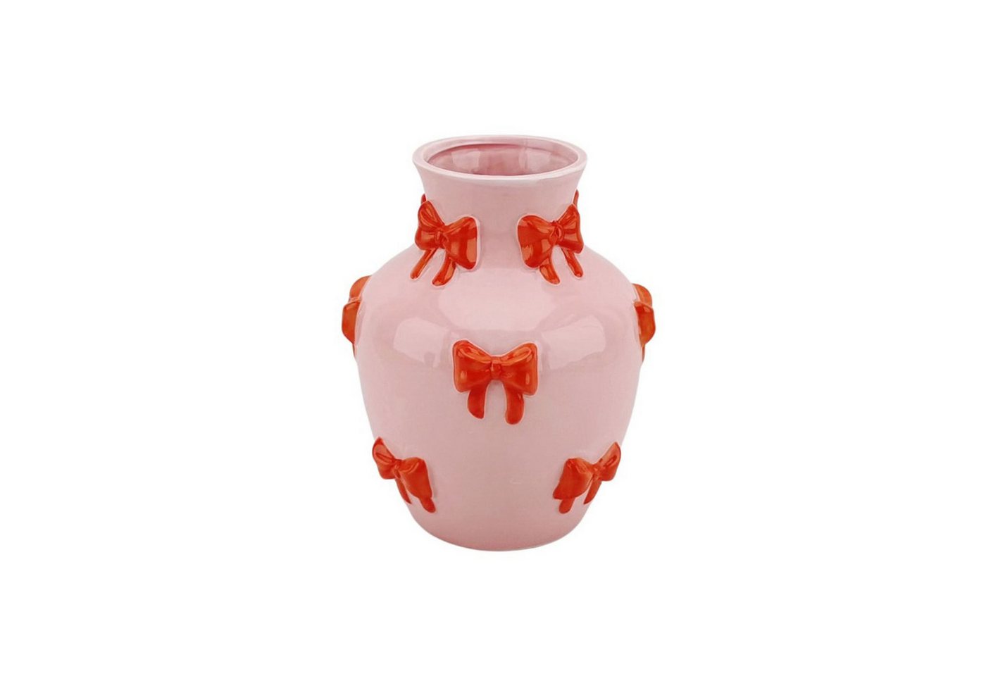 Housevitamin Tischvase Vase Schleifen Keramik Rosa Rot Türkis 14x14x19 cm 3D-Optik (1 St., 1 Vase), Keramikvase mit kleinen Schleifen von Housevitamin