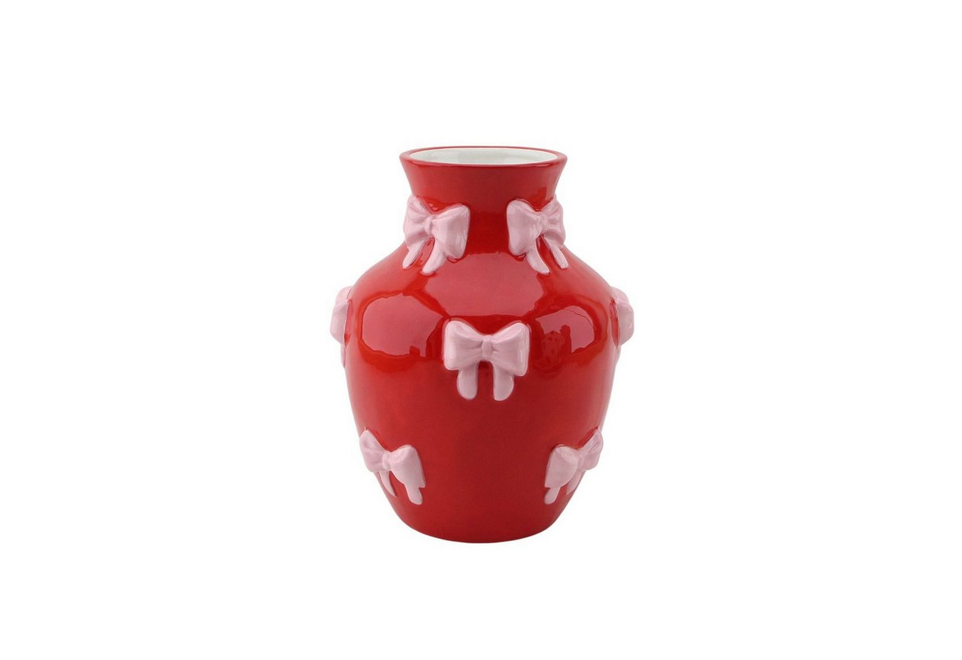 Housevitamin Tischvase Vase Schleifen Keramik Rosa Rot Türkis 14x14x19 cm 3D-Optik (1 St., 1 Vase), Keramikvase mit kleinen Schleifen von Housevitamin