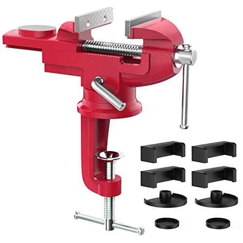 Housolution 360° Drehbar Schraubstock mit Amboss und Achse, 3 Zoll 75 mm Spannweite Tischschraubstock Fixieren Feststehend von Werkstück für Werkbank Ingenieur Werkbank, Rot von Housolution
