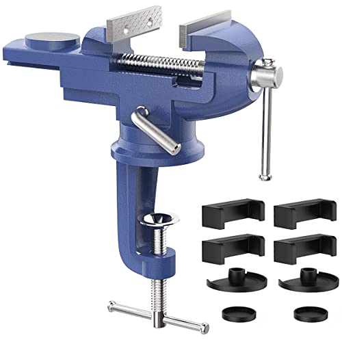 Housolution 360° Drehbar Schraubstock mit Amboss und Achse, 3 Zoll 75 mm Spannweite Tischschraubstock Fixieren Feststehend von Werkstück für Werkbank Ingenieur Werkbank - Blau von Housolution