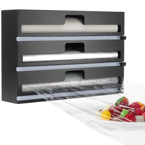 Housolution Folienspender mit Cutter, Abroller & Schneider für 30cm Lange Frischhaltefolie, Alufolie Und Backpapier, 3 in 1 Folienschneider Frischhaltefolienspender für Küche, Schwarz Housolution Folienspender mit Cutter, Abroller & Schneider für 30cm Lange Frischhaltefolie, Alufolie Und Backpapier, 3 in 1 Folienschneider Frischhaltefolienspender für Küche, Schwarz von Housolution