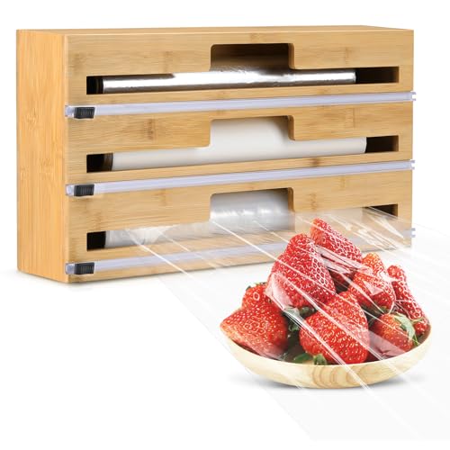 Housolution Folienspender mit Cutter, Abroller & Schneider für 35cm Lange Frischhaltefolie, Alufolie Und Backpapier, 3 in 1 Folienschneider Frischhaltefolienspender für Küche, Langer Stil-B Housolution Folienspender mit Cutter, Abroller & Schneider für 35cm Lange Frischhaltefolie, Alufolie Und Backpapier, 3 in 1 Folienschneider Frischhaltefolienspender für Küche, Langer Stil-B von Housolution