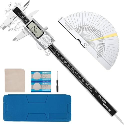 Housolution Messschieber Digital, (ABS) Absolutskala Messschieber 8 Zoll, IP54 Elektronische Schieblehre, Inch/MM/Fraction, Auto-Off LCD Edelstahl Wasserdichte Mikrometer Schublehre, mit Fühlerlehre von Housolution