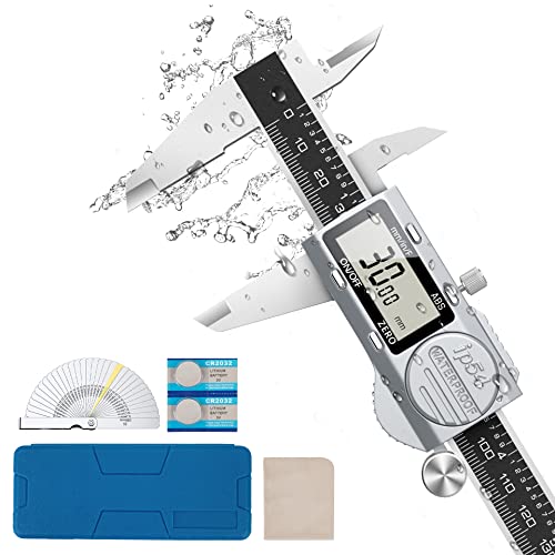 Housolution Messschieber Digital, Elektronische Schieblehre mit ABS-Funktion, 6-Zoll IP54 Wasserdichte Schublehre mit LCD Display & Ersatzbatterie, mit Fühlerlehre für Präzise Messung, Silber+Schwarz von Housolution