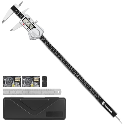 Housolution Messschieber Digital mit ABS-Funktion, 12-Zoll/300mm IP54 Elektronische Schieblehre, Wasserdichte Schublehre mit LCD Display & Ersatzbatterie, mit Stahllineal Werkzeug, Silber von Housolution