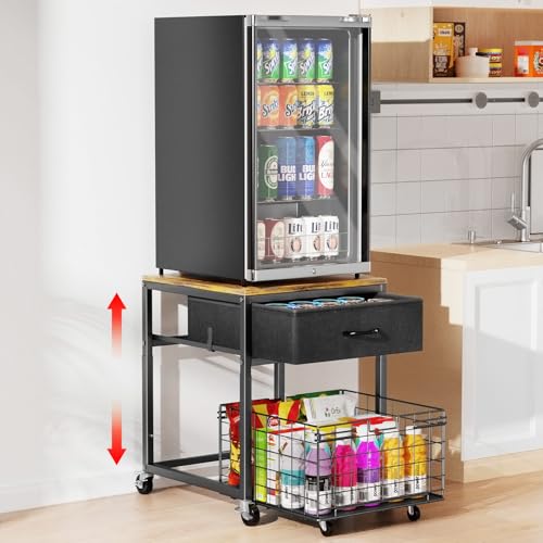 Housolution Mini-Kühlschrankständer mit Aufbewahrung, Höhenverstellbares Mini Kühlschrankregal mit Rädern, Mini-Kühlschrank Schrank Portable Kühlschrank Veranstalter mit Schublade für Zuhause Büro Housolution Mini-Kühlschrankständer mit Aufbewahrung, Höhenverstellbares Mini Kühlschrankregal mit Rädern, Mini-Kühlschrank Schrank Portable Kühlschrank Veranstalter mit Schublade für Zuhause Büro von Housolution