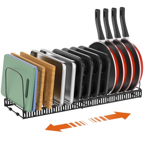 Housolution Pfannenhalter für Schublade, Erweiterbarer Backblech Topf Organizer mit 14 Verstellbar Teiler, Pfannen Aufbewahrung Organizer für Küche, Schwarz Housolution Pfannenhalter für Schublade, Erweiterbarer Backblech Topf Organizer mit 14 Verstellbar Teiler, Pfannen Aufbewahrung Organizer für Küche, Schwarz von Housolution