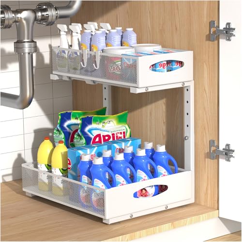 Housolution Spülschrank Organizer Ausziehbar, 2 Etagen Metall Unter Waschbecken Regal Spülenunterschrank Organizer, Unter Spüle Unterschrank Waschbeckenunterschrank Organizer, 1 Stück, Weiß Housolution Spülschrank Organizer Ausziehbar, 2 Etagen Metall Unter Waschbecken Regal Spülenunterschrank Organizer, Unter Spüle Unterschrank Waschbeckenunterschrank Organizer, 1 Stück, Weiß von Housolution
