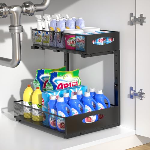 Housolution Spülschrank Organizer Ausziehbar, 2 Etagen Metall Unter Waschbecken Regal Spülenunterschrank Organizer, Unter Spüle Unterschrank Waschbeckenunterschrank Organizer, Schwarz Housolution Spülschrank Organizer Ausziehbar, 2 Etagen Metall Unter Waschbecken Regal Spülenunterschrank Organizer, Unter Spüle Unterschrank Waschbeckenunterschrank Organizer, Schwarz von Housolution