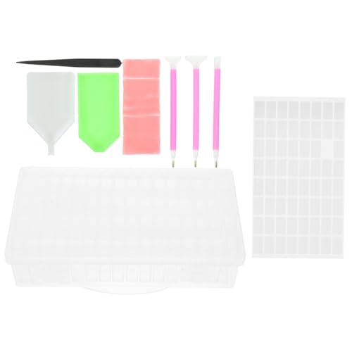 Housoutil 1 Satz Diamant Malset mit Fächern Transparente Aufbewahrungsbox für Kunstbedarf DIY Crafts und Zubehör Multifunktionale Sortierbox für Strasssteine Perlen und Nägel von Housoutil