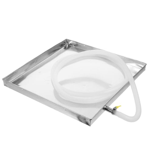 Housoutil Auffangschale Klimaanlage, 1 Satz Auffangwanne Mit Ablauf, Edelstahl-Kondensatablaufwanne, Quadratische Abtropfschale Für Klimaanlagen, Outdoor-Abtropfwanne Für Klimaanlagen Mit Ablaufschla von Housoutil