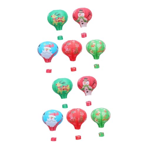 Housoutil 10 Stück Papierlaternen Zu Weihnachten Hängend Dekorate Drinnen Weihnachtslaterne Papier Runde Hängeleuchte Klapppapierlaterne von Housoutil