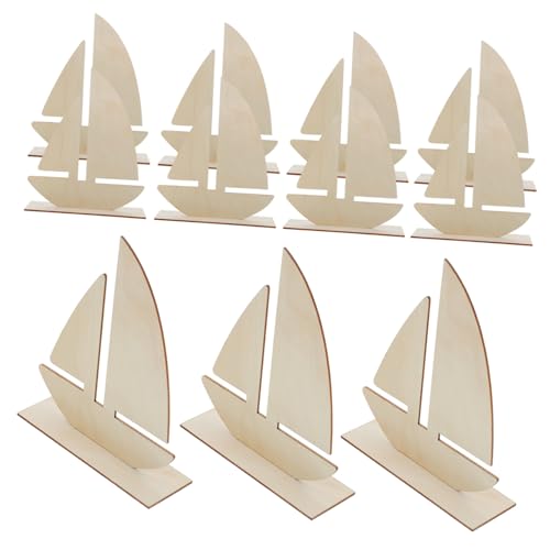 Housoutil 10 Stück Teiliges Segelboot Holzscheiben Unbehandelte DIY Holzchips mit Stabilem Boden Glatter Oberfläche zum Bemalen Leicht und Tragbar Geschenkidee für Bastelfans von Housoutil
