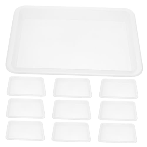 Housoutil 10 Stück Teiliges Stapelbarer Kunststoff Organizer Tabletts Rechteckige Flache Bastel und Serviertabletts Sichere Material Ablagetabletts für Kindergarten und Klassenzimmer von Housoutil