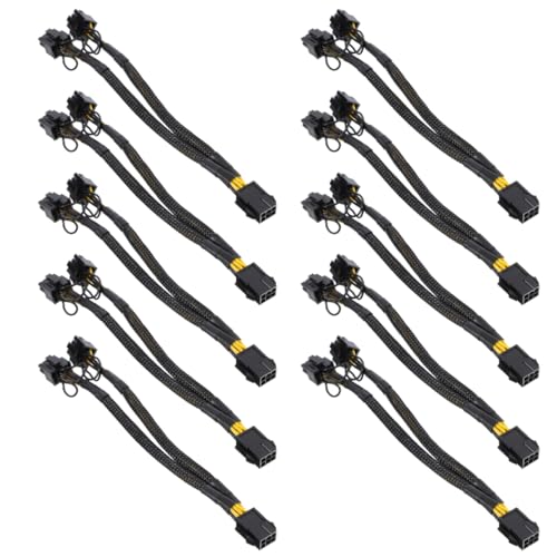 Housoutil 10 x Grafik-Stromkabel-Splitterkabel, Dual-PCIE-Pin-Verlängerung für GPU-Stromversorgung, zuverlässiger Stecker für verbesserte GPU-Leistung von Housoutil