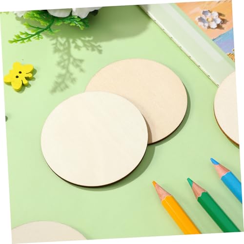 Housoutil 100 Stück Runde Holzscheiben Naturbelassen Glatte Oberfläche zum Basteln Malen Staining DIY Holzrohlinge für Kreative Dekoration Scrapbooking Partyspaß von Housoutil