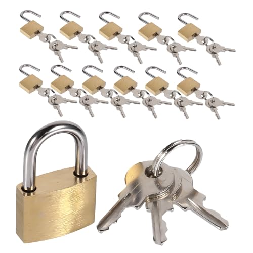 Housoutil 12 Stück Teiliges Mini Vorhängeschloss aus Kupfer mit Schlüssel Kleines Reisetaugliches Gepäckschloss für Koffer Rucksack Tagebuch und Laptop-tasche Tragbares Sicheres Schloss für Housoutil 12 Stück Teiliges Mini Vorhängeschloss aus Kupfer mit Schlüssel Kleines Reisetaugliches Gepäckschloss für Koffer Rucksack Tagebuch und Laptop-tasche Tragbares Sicheres Schloss für von Housoutil
