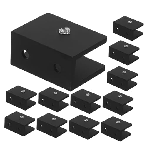 Housoutil 15 Stück Teiliges Aluminium Glas-klemmhalter Rechteckige Glasregalhalter für Wandmontage Stabile Klammern zur Befestigung von Glasplatten Geeignet für Küchen Badezimmerregale von Housoutil