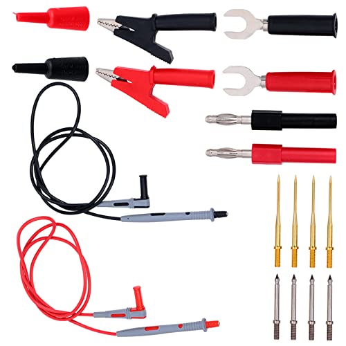 Housoutil 18 Stück Teiliges Multimeter Prüfspitzen mit Alligatorclips Vielseitige Elektrische Messleitungen mit Austauschbaren Spitzen Hitze und Kältebeständig für Elektriker und von Housoutil