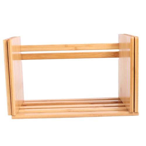 Housoutil 1Pc Holz Desktop Storage Rack Desktop Buch Organizer Bambus Erweiterbar Buch Rack Schreibtisch Buch Regal von Housoutil