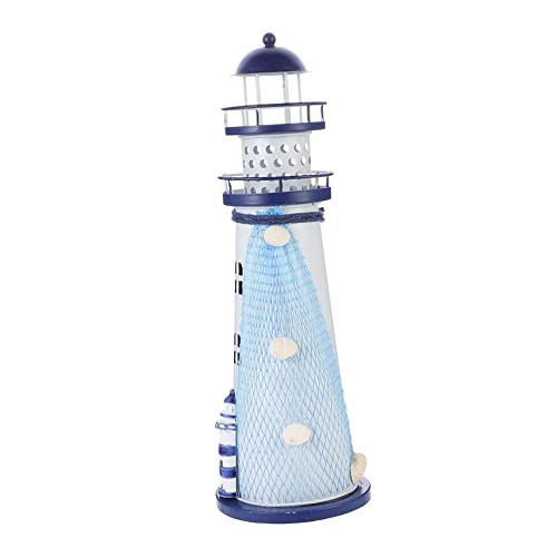 Housoutil 1Stk Mittelmeer Leuchtturm Tischlampe für Kinder kerzenständer schreibtischlampe kinder Leuchtturm dekor Leuchtturm-Rasenverzierung Gartendeko Lampe dekorative Eisenkunstlampe LED von Housoutil