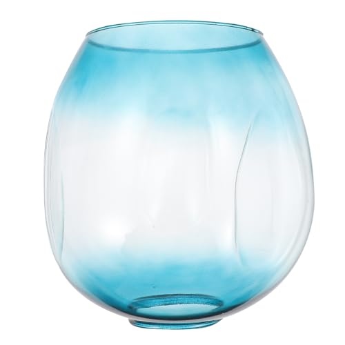 Housoutil Lampenschirm Aus Glas - Deckenleuchtenabdeckung Kronleuchterschirm Für Kronleuchter - Blauer Hängender Glasschirm Rund E27 von Housoutil