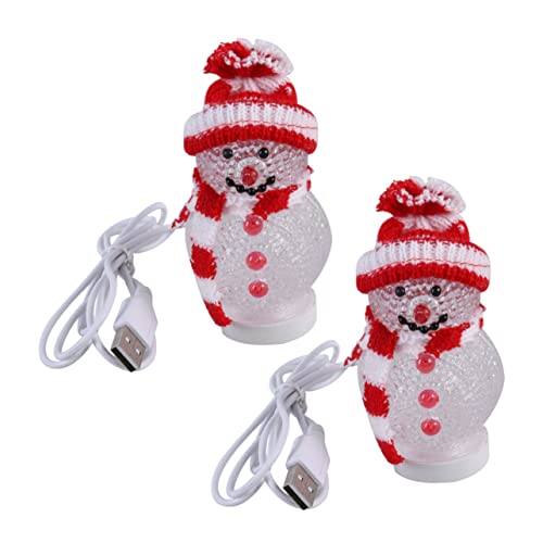 Housoutil 2 Stk Astetische Raumdekoration weihnachtsdeko Goblincore-Raumdekoration weihnachtsschneemann licht Schneemann USB-Licht Schneemann Tischfigur Schlafzimmer Nachtlicht LED Puppe von Housoutil