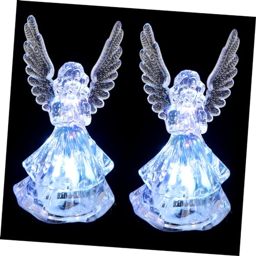 Housoutil 2 Stk Nachtlicht Geschenke für Kleinkinder Glasfiguren Mikro-LED Engelfiguren aus Kristall Leuchtender Engel Lampe Weihnachts-LED-Leuchten Knopfleuchten dekorative LED-Leuchten USB von Housoutil