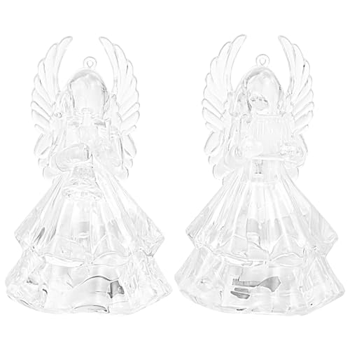 Housoutil 2 Stk Nachtlicht für Kleinkinder Glasfiguren Mikro-LED Engelfiguren aus Kristall Leuchtender Engel Lampe Weihnachts-LED-Leuchten Knopfleuchten dekorative -Leuchten USB von Housoutil