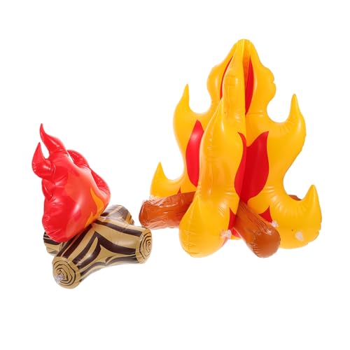 Housoutil 2 Stück Aufblasbare Dekoration Teilig mit LED Flammen für Outdoor Camping und Kindergeburtstag Wasserdichtes Party Prop Wiederverwendbar Sicher ohne Echtes Feuer Energiesparend von Housoutil