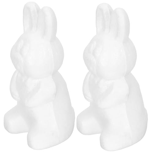 Housoutil 2 Stück Blasenhase Polystyrol Miniatur Kaninchen Selber Machen Osterhase Blumenarrangement-Modell Kaninischförmige Form Kaninchenmodell Selber Machen Weiß Schaum von Housoutil