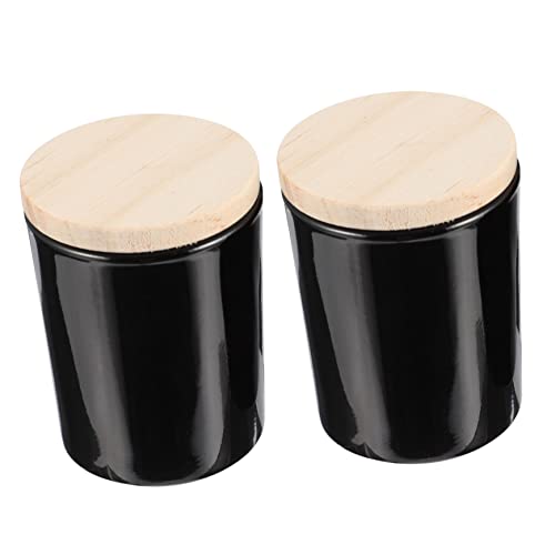 Housoutil 2 Stück DIY-kerzenbehälter Soja Gefrostet Container Kerzendüfte Porzellan Duftend Kerzengläser Aromakerzenflasche Aus Glas Duftkerze Dose Glas DIY Kerzenglas Black Holz von Housoutil