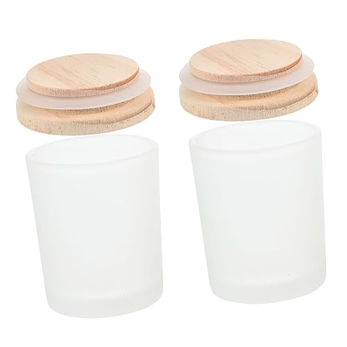 Housoutil 2 Stück Duftkerze Tasse Mit Bougie Duft Kerze Dosen Kerze Container Kerze Duftend Duftkerze Dose DIY-kerzenbehälter Aromatherapy Candle Cup Vorratsdose Selber Machen Glas Weiß von Housoutil