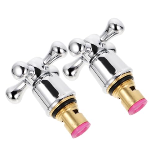 Housoutil 2 Stück Ersatz Wasserhahn Knauf Griff Kreuzgriff Ventiloberteil Wasserhahn Retro Stil Aus Messing und Edelstahl Für Waschbecken und Küchenspüle Robust und Zufällige Farbe von Housoutil