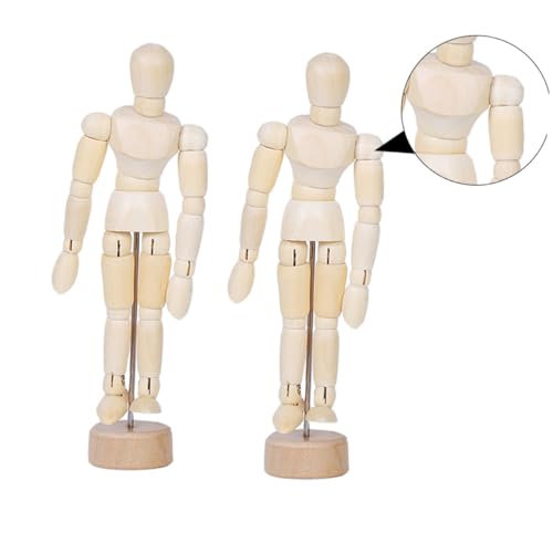 Housoutil 2 Stück Teiliges Holz gliederpuppe Beweglichen Gelenken Flexibles Desktop ornament Originelles Holz dekofigur für Zeichnen Malen und Wohnraumgestaltung von Housoutil