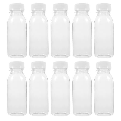 Housoutil Kunststoff Saftflaschen zum Befü, 200 Ml Milchflasche Aus Kunststoff, 10 Stück Wiederverwendbare Leere Smoothie-Flasche, Transparente Großgetränkebehälter Für Saft, Milch Und Andere Getränke von Housoutil