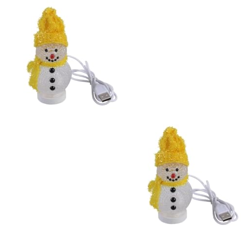 Housoutil 2st Kristalldekor Usb-batterie Kristallfiguren Schneemann Weihnachtsbeleuchtung Weihnachtsfiguren Licht Schneemannfiguren Weihnachten Nachtlicht Schmücken Puppe Weihnachtsbaum Baby von Housoutil