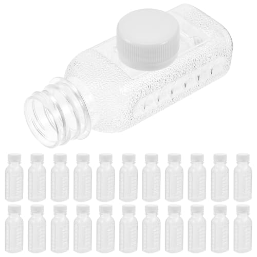 30 Stück Leere Plastikflaschen zum Befüllen, 100 ml Trinkflasche aus PET mit Schraubdeckel, Weithalsflaschen leer für Milch Säfte Saft Wasser, 4.5x4.5x10.5cm von Housoutil