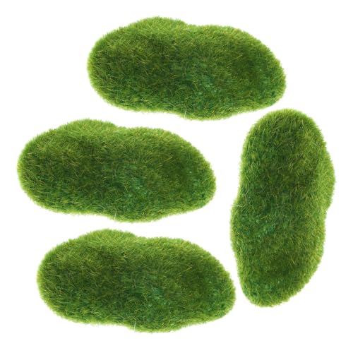 Housoutil 4 Stück Falsche Moosdekoration Grüne moosbedeckte Steine Moossteine Moos Kunst für Form künstlicher Moosstein gefälschter Moosstein Mooskugeln Masse Moos Terrariumdekor Plastik von Housoutil