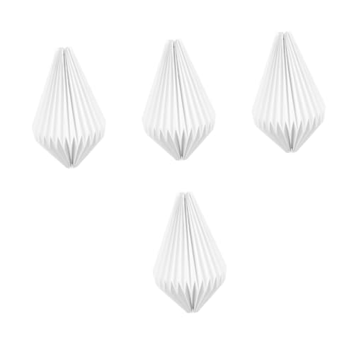 Housoutil 4 Stück Lampenschirm Draussen Antikes Schwarze Laternen Dekorativ Lotusblumendekor Led-glühbirne Origami Pendelleuchte Deckenleuchte Schwarze Pendelleuchten Weiß Papier von Housoutil