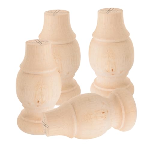 Housoutil 4 Stück Massive Runde Holzfüße mit Geschnitztem Design Stabile Sofabeine aus Vollholz Vielseitig für Tische Schränke und Stühle Natürliche Möbelbeine für Langlebige Unterstützung von Housoutil