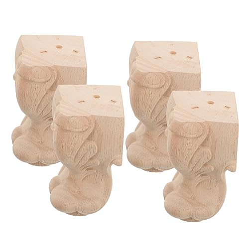 Housoutil 4 Stück Holzmöbelfüße Geschnitztes Design Massivholz Möbelbeine Für Sofa Tisch Und Stuhl 10x5.5cm von Housoutil