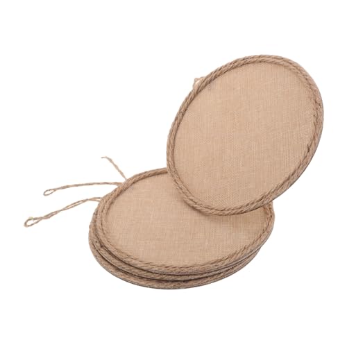 Housoutil 4 Stück Retro Wanddekoration Leinen Leinwand Brett Sackleinen Leinwand Zum Bemalen Wandhandwerk Sackleinen Zum Bemalen Bastelbedarf Kinderbrett Runde von Housoutil