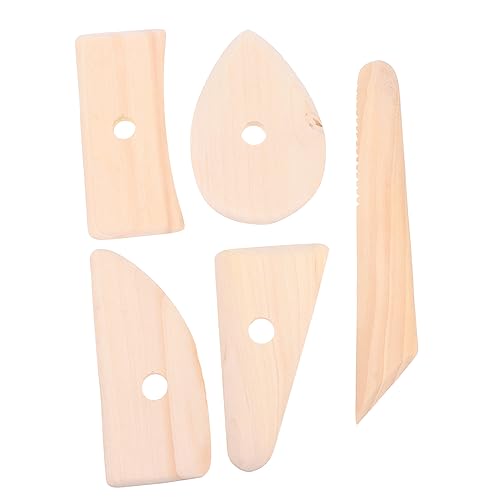 Housoutil 5 Stück Teiliges Tonmodellier Set Langlebigem Holz Ergonomische Clay Sculpting Tools für Hand und Radkeramik Leicht Kompakt für Anfänger und Professionelle Tonbildner von Housoutil