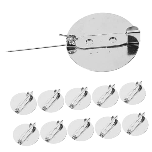 Housoutil 50stücke Diy Broschenbasen Metallrundplatten Broschennadelverschlüsse Broschensockel Für Schmuckhandwerk Zubehör Broschenfassung Mit Tabletts Für Anstecker von Housoutil