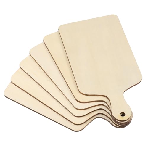 Housoutil 6 Stück Teiliges Mini Holzbrett mit Griff Glatte Oberfläche Vielseitige DIY Schneidebretter und Servierbretter für Brot Käse Obst Platzsparend und Langlebig von Housoutil