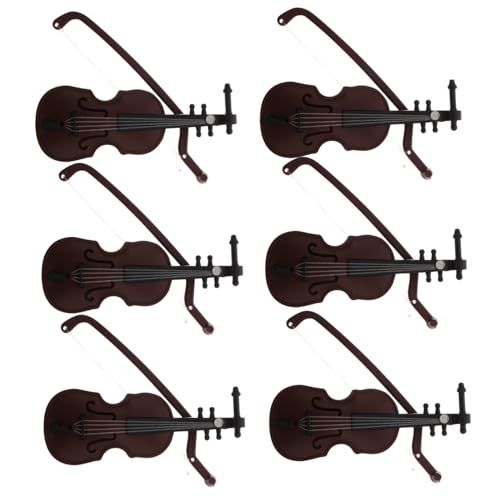 Housoutil 6 Stück Teiliges Miniatur geigenmodell aus Kunststoff Realistische Kleine Violine als Dekoratives Ornament für Weihnachtsbaum DIY basteln Musikalische Heimdekoration Tragbar und von Housoutil