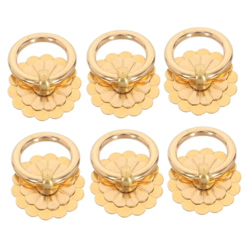 Housoutil 6 Stück Vintage Messing Ringgriffe Retro Schrankknöpfe Schubladengriffe mit Schrauben für Küchenschränke Kommode Kleiderschrank Möbeldekor von Housoutil