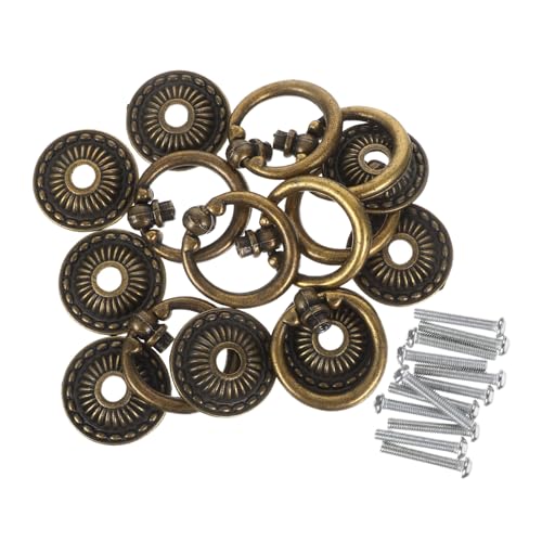 Housoutil 8 Stück Teiliges Vintage Schubladengriffe Bronze Ringgriffe Retro Möbelknöpfe Einlochmontage für Kommode Schrank Schublade im Europäischen Stil von Housoutil