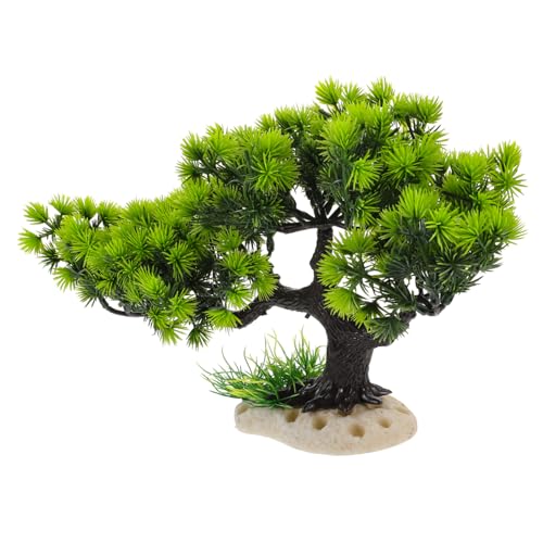 Housoutil Aquarium Dekoration Ornament kunstpflanze Aquarium-Dekor Aquarium-Bonsai-Baum Künstliche Aquariendekoration Kiefer schmücken Moos Bonsai Baum Dekorationen Plastik von Housoutil